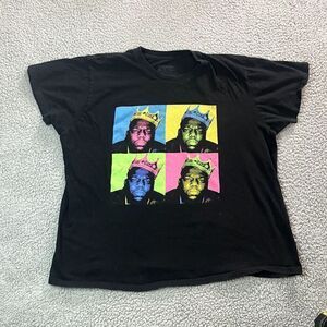 The Notorius BIG Rap T Shirt Women's Short Sleeve Black Graphic Warhol Merch 2X